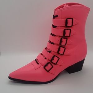 Neon Hot Pink Coven Pointy Witch Boots